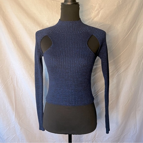 Blue metallic sweater by Open Edit SZ S - Picture 1 of 3